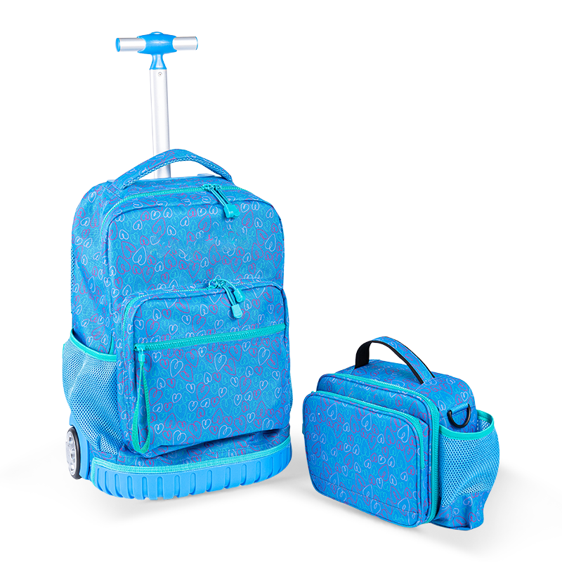 Klättringsvänlig unisex bagage ryggsäck med ryggradsskydd för tonåringar, lätt rullande ryggsäck med lunchlådan