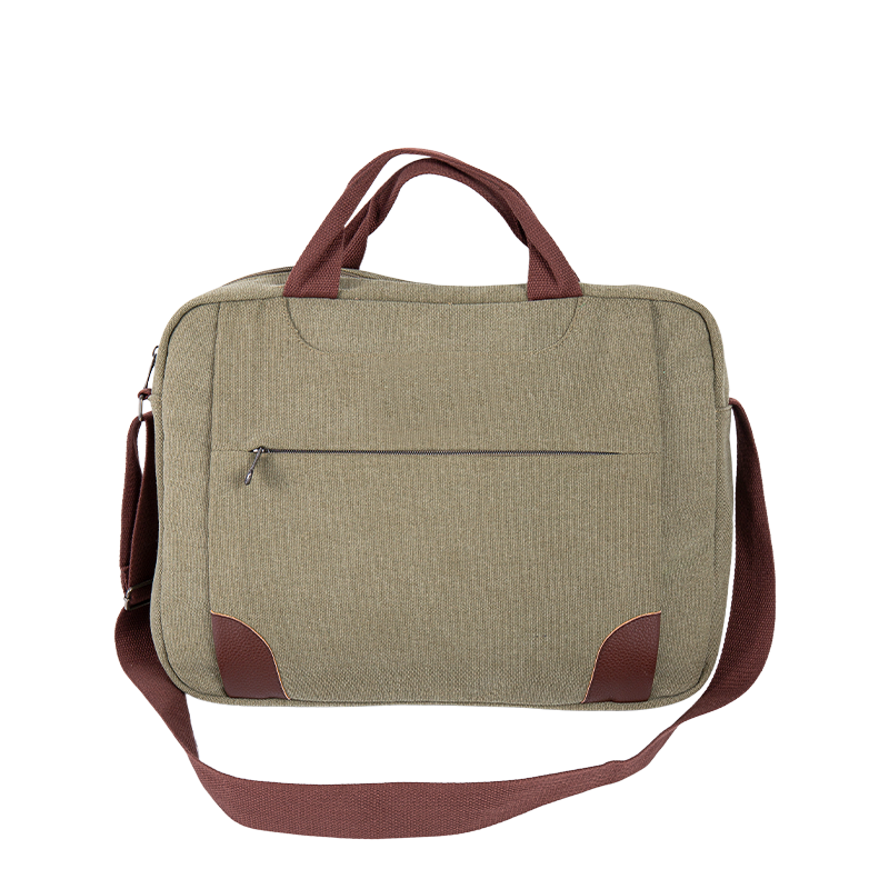 Laptop Messenger Bag - Canvas crossbody axelväska med flera fack - Grönt