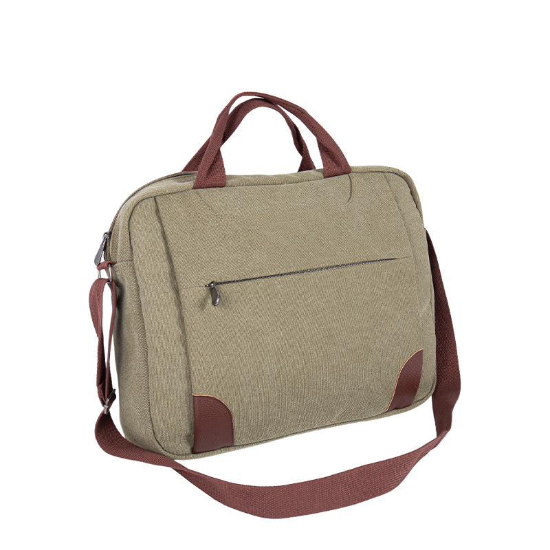 Laptop Messenger Bag - Canvas crossbody axelväska med flera fack - Grönt