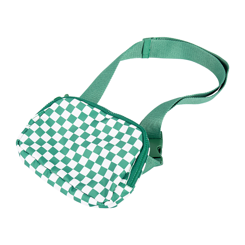 Checkerboard Print crossbody midjeväska